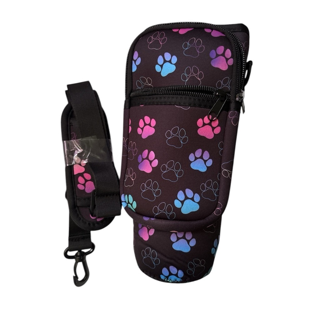 Paw Print Tumbler Sleeve with Strap for 40oz Simple Modern Cup Holder Case